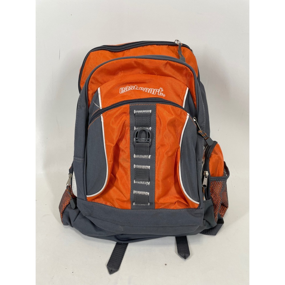 Eastsport Multi-Pocket Backpack Orange Grey 117787W1-SKT School Hiking Bag